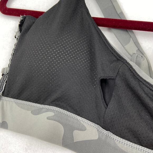 COOrun Sports Bra Size XS Strappy Racerback Zip Front Army Green Camouflage - Picture 7 of 8
